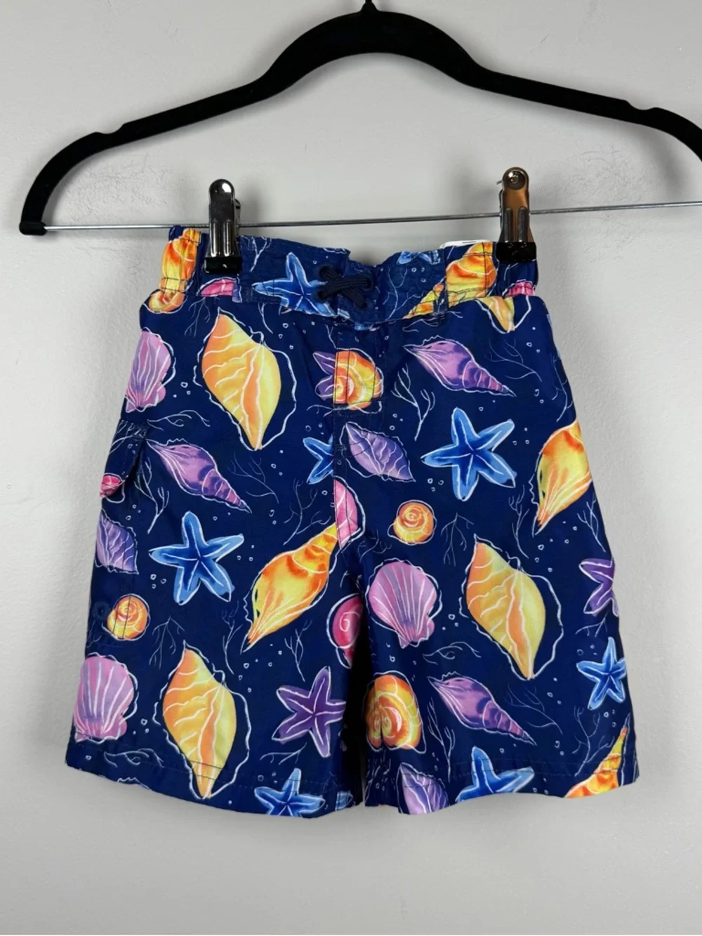 Boy’s Spicy Tuna Blue Seashells AOP Swim Shorts Lined Trunks 3T Starfish Kids